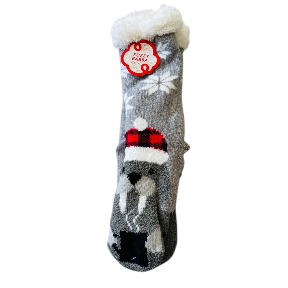 Gray Fuzzy Babba Walrus Socks Women’s Size 9-11 (Shoe Size 4-10)